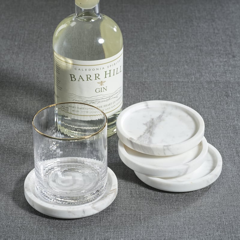 4.5' Round Marble Coasters, Set of 4