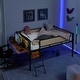 preview thumbnail 4 of 34, Single Metal Loft Bed with Rectangular Desk, LED Lights, Storage Shelves and Hanging Storage Compartments