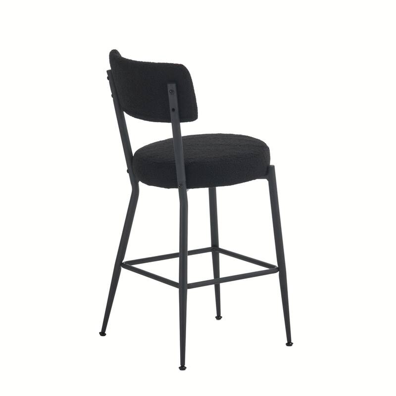 Set of 4 Modern Teddy Fabric Upholstered Bar Stools - Metal Base High Stools