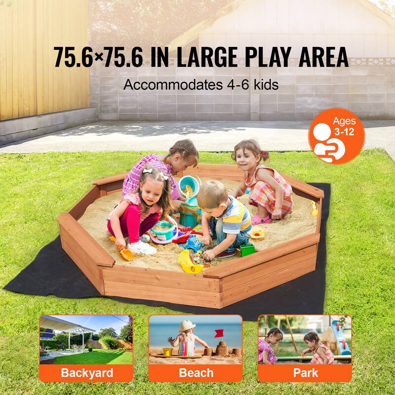 Sandbox with Cover for Outdoor Backyard, Beach, Park, Gift for Boys Girls Ages 3-12