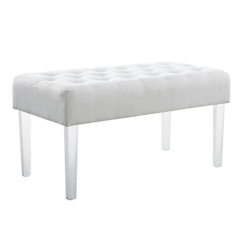 Upholstered Bench with Tufted Top - 35" - White