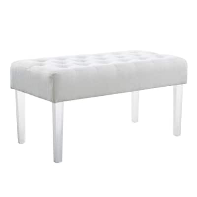 Upholstered Bench with Tufted Top - 35" - White