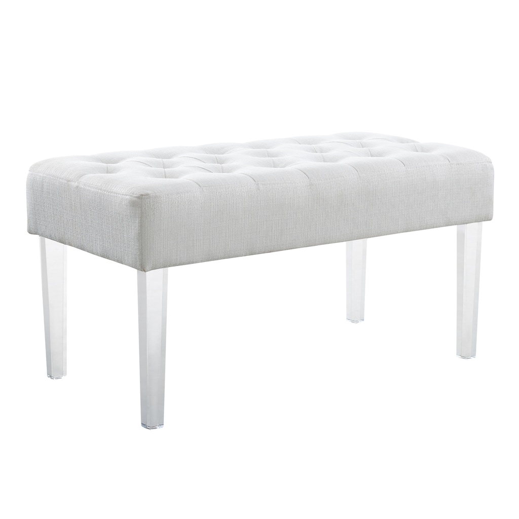Upholstered Bench with Tufted Top - 35" - White