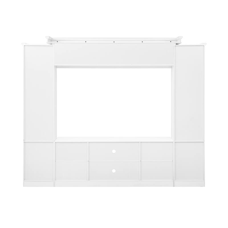 Living Room Entertainment Center Wall Unit Media Console for TVs Up to 65", Integrated TV Stand Bookshelf and Display Cabinet