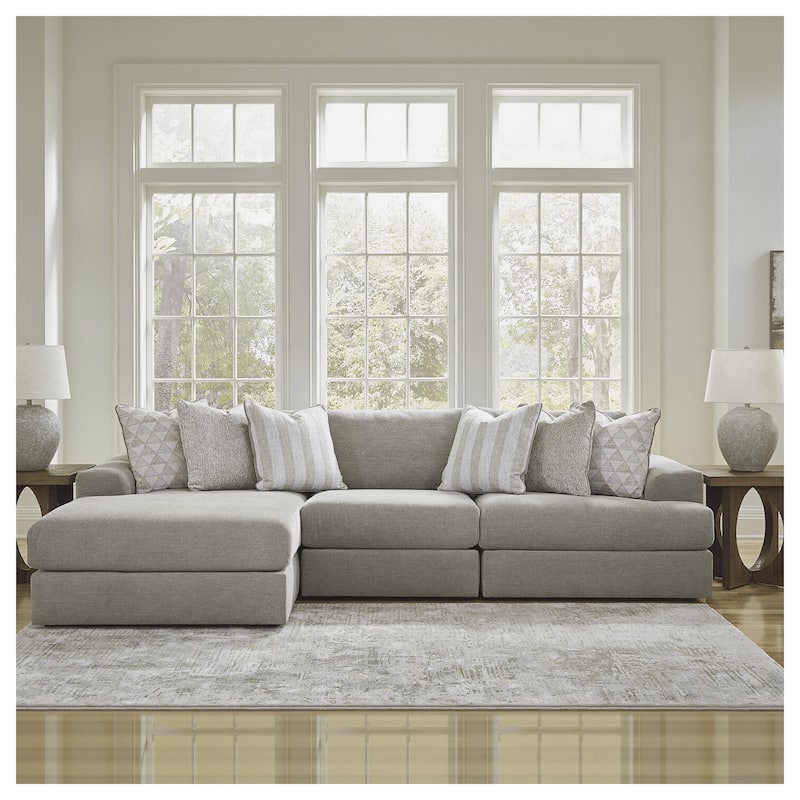 Signature Design by Ashley Avaliyah Gray 3-Piece Sectional with Chaise - 127" W x 68" D x 37" H - Left Facing