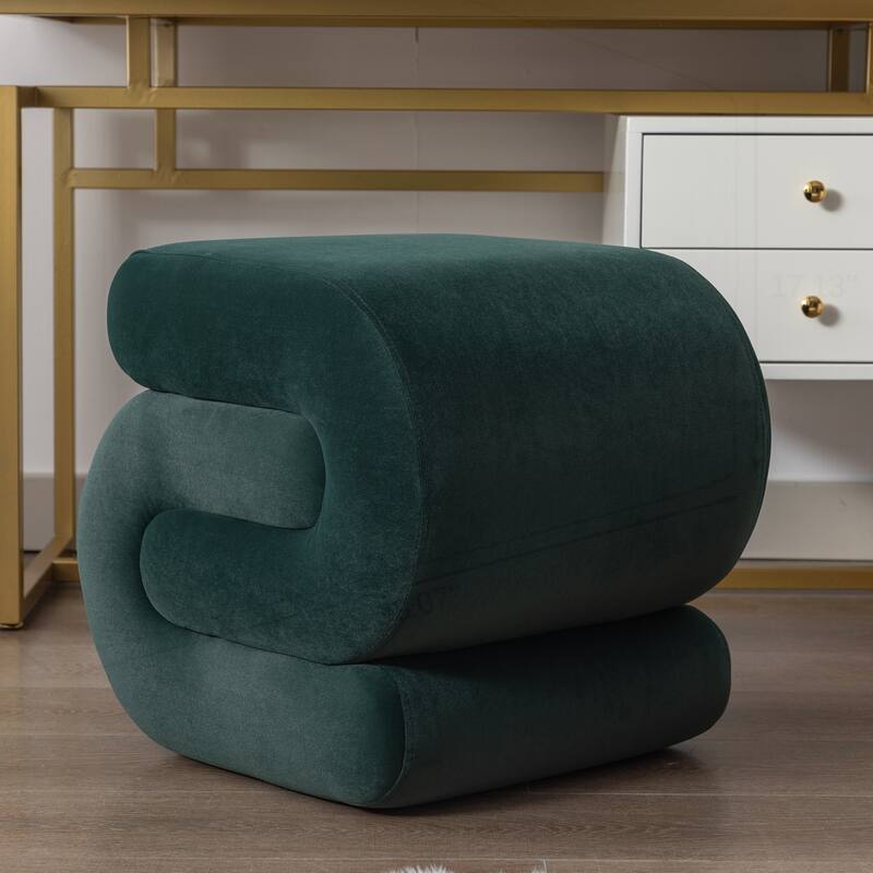 S-shape Velvet Fabric Ottoman Makeup Stool