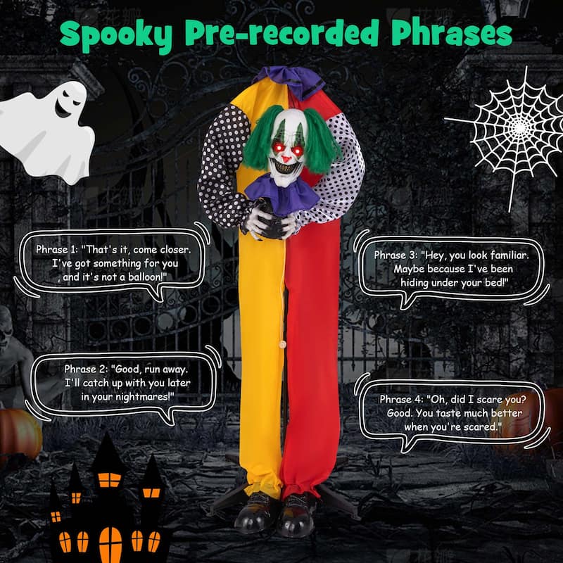 Costway 4.5FT Grins Animatronic Clown Halloween Decoration w/ - See Details