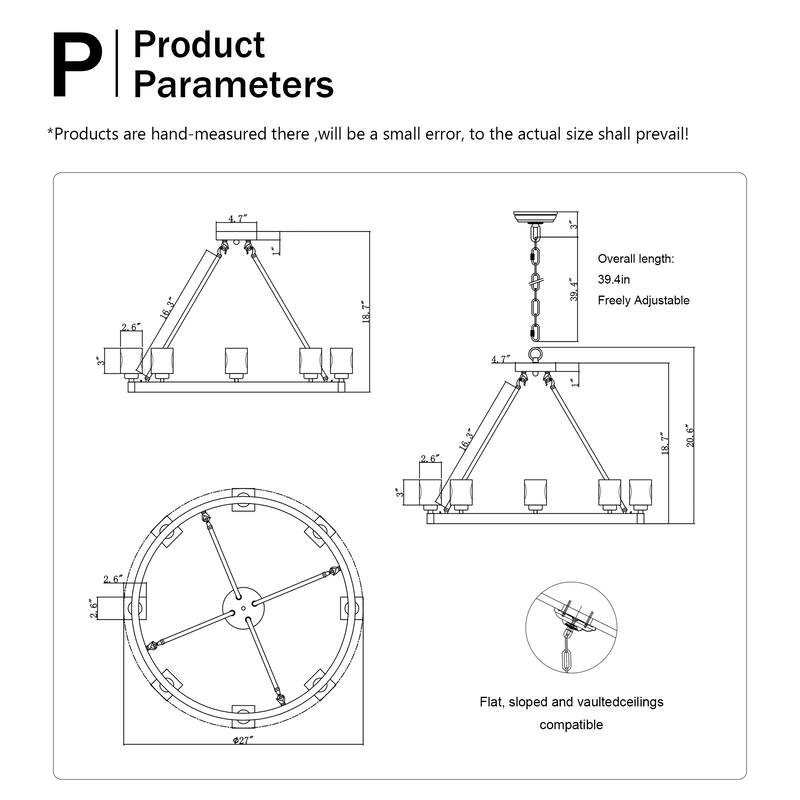 Farmhouse Modern Small Crystal Round Ceiling Light Wagon Wheel Chandelier, for Living Room, Kitchen Island, Dining Room