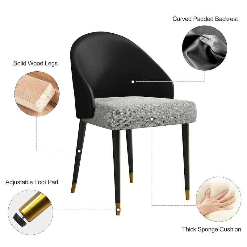 Modern Faux Leather and Fabric Upholstered Back Armchair Dining Chair Or Side Chair (Set of 4)