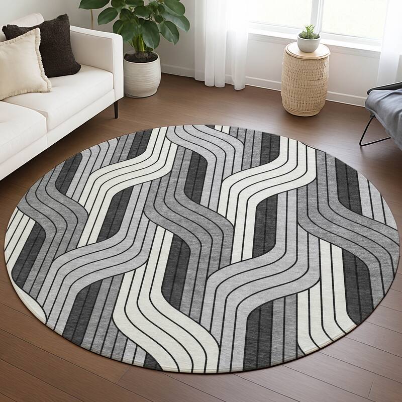 Machine Washable Indoor/ Outdoor Modern Pathway Chantille Rug