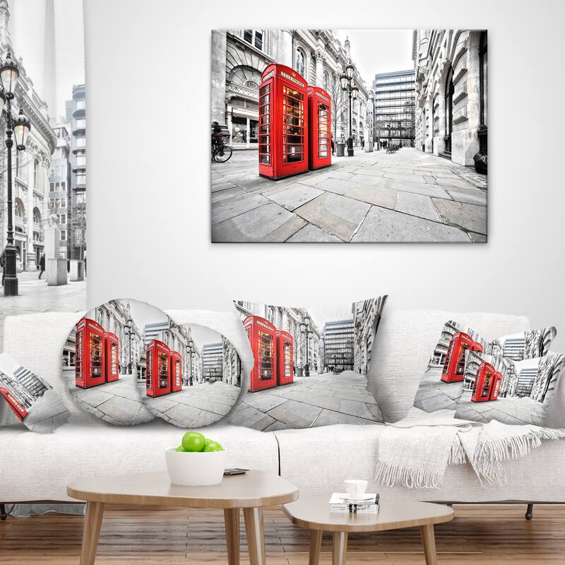 Phone Booths on Street - Cityscape Canvas print