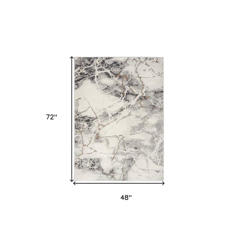 Fiso Power Loomed Abstract Modern Non Skid Stain Resistant Low Pile Area Rug By HomeRoots - 72' X '48' X '0.25