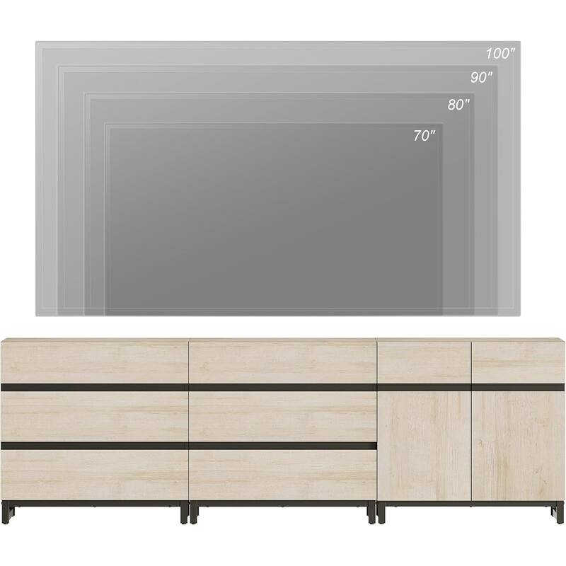 WAMPAT Modern TV Stand for TVs up to 100 inch, 3 in 1 TV Console with Adjustable Shelf and 6 Drawers for Living Room,Bedroom