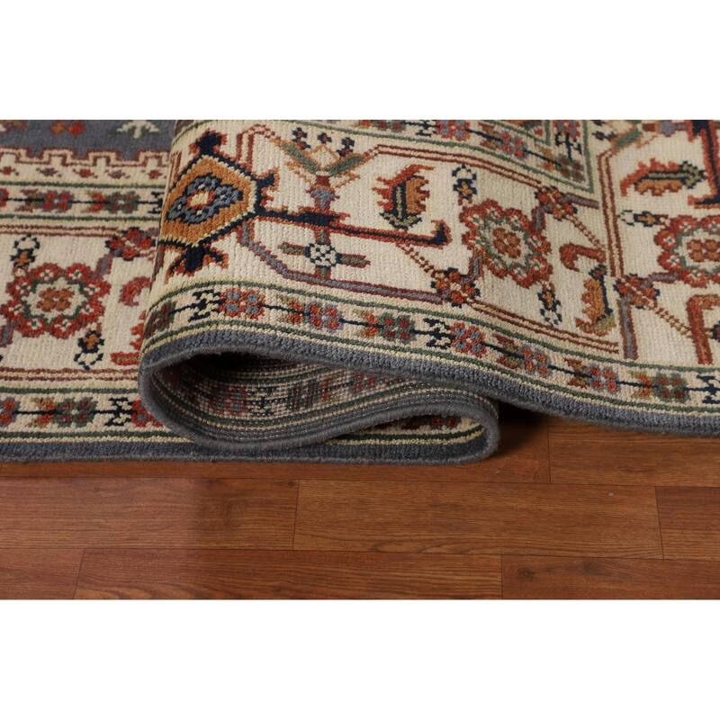 Geometric Heriz Serapi Oriental Area Rug Hand-Knotted Wool Carpet - 7'11" X 9'10"