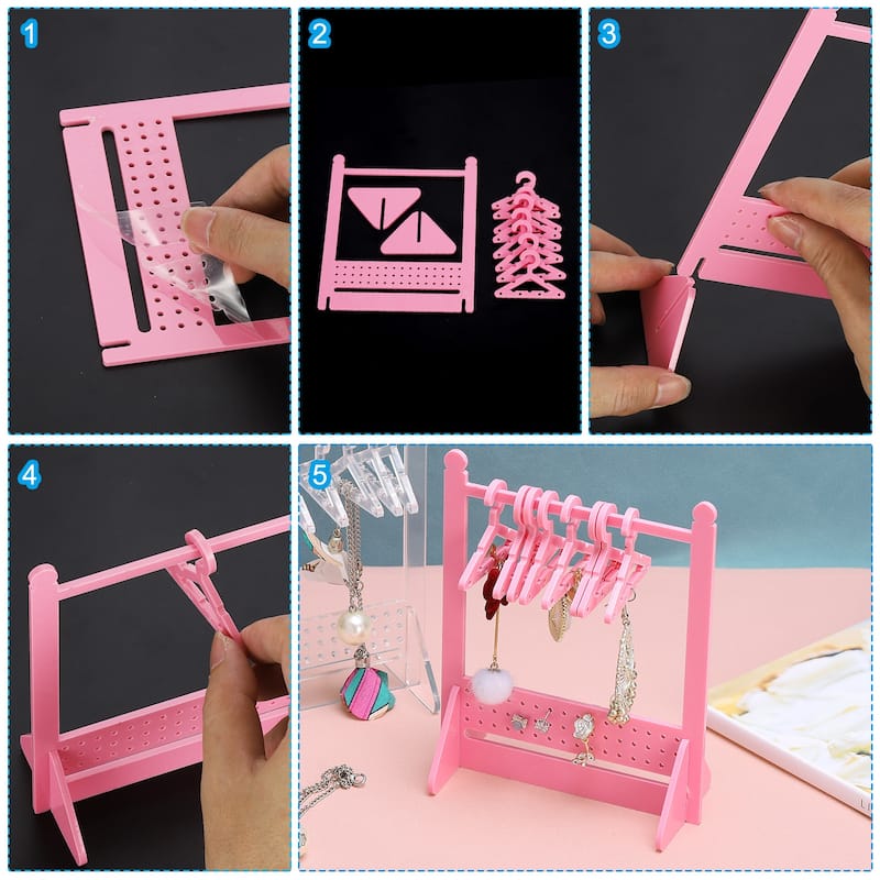 1 Set Earring Holder 8 Coat Hanger, Acrylic Earring Organizer 48 Hole