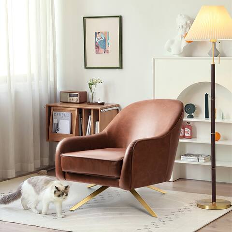 VredHom Swivel PU Faux Leather Accent Chair Sofa Chair - 21.5" W x 31.8" D x 32.2" H