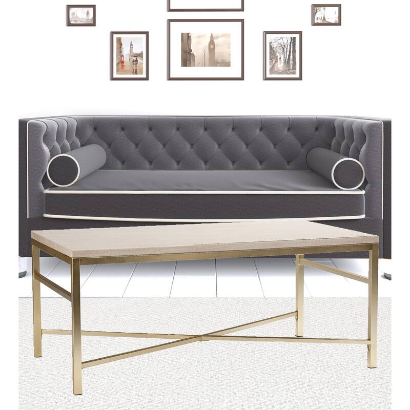 42" Off White Manufactured Wood And Metal Rectangular Coffee Table - 18" H x 42" W x 24" D