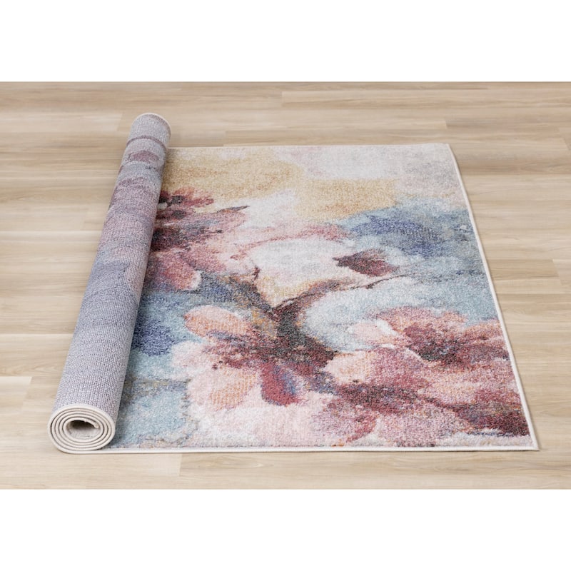 Fitzgerald Collection - Colorful Stream Cream/Grey Area Rug, 5'3" x 7'7"