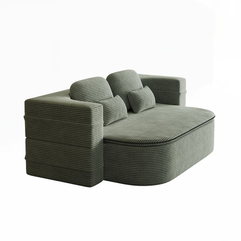 Folding Mattress Sofa with Fixed Shape Frame Convertible Sleeper Foam Sofa Bed with Blanket
