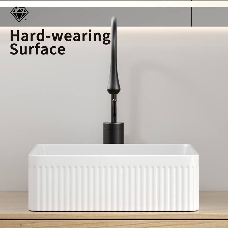 GDFStudio - Adrian Porcelain Vessel Sink with Modern Countertop Bathroom Basin Design