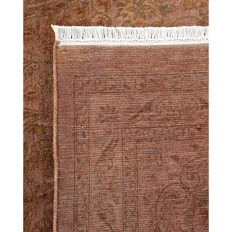 Overton Hand Knotted Wool Vintage Inspired Modern Contemporary Overdyed Brown Area Rug - 8' 2" x 10' 2"