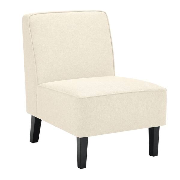 slide 2 of 11, Costway Modern Armless Accent Chair Fabric Single Sofa withRubber Wood Beige