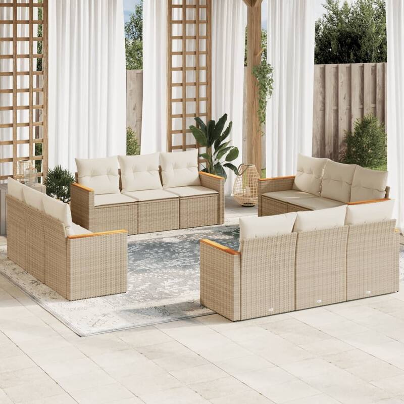 vidaXL Garden Sofa Set Black - Beige Large Without table