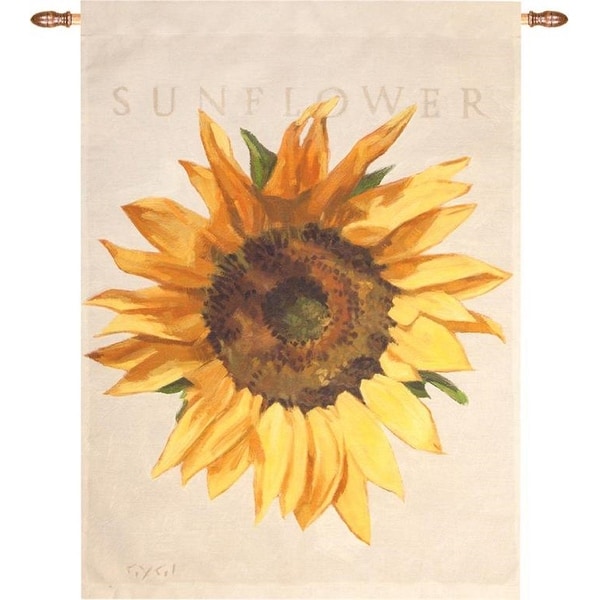 36" Green and Golden Yellow Sunflower Rectangular Wall Hanging Tapestry - N/A