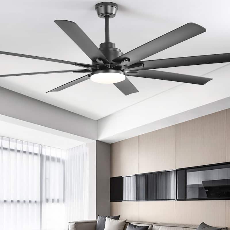42“/52"/60"/48" Noiseless Walnut Wood Ceiling Fan with Remote Control, Integrated Light Optional