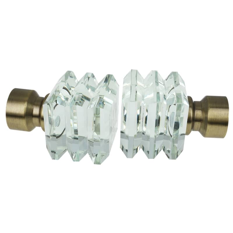 Meriville 1-Inch Diameter Lione Double Window Curtain Rod, Crystal Finial