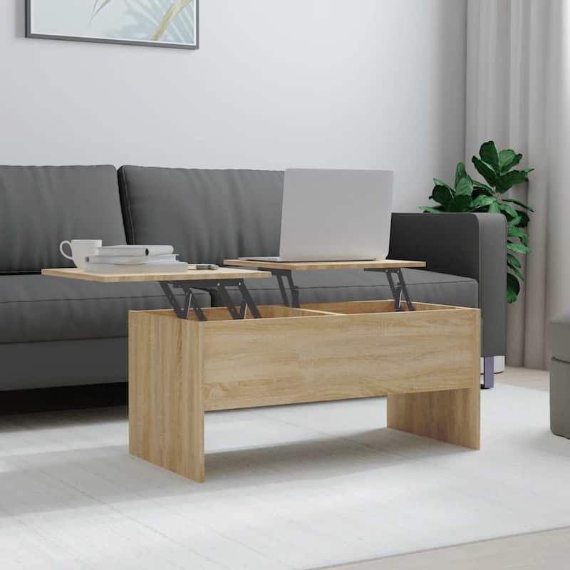 vidaXL Coffee Table Lift Top End Table Accent Side Sofa Table Engineered Wood - 40.2" x 19.9" x 18.3" - Sonoma oak