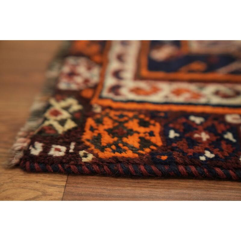 Hand Knotted Oriental 100% Wool Carpet Traditional Tribal Red Qashqai Area Rug - 6' 7'' X 4' 0''