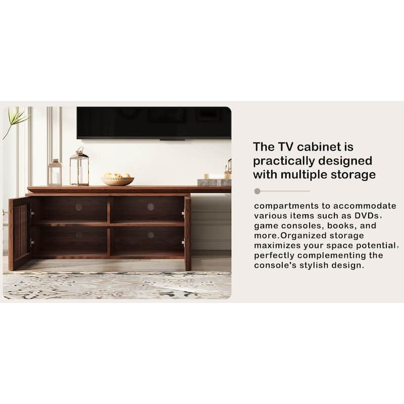 Modern TV stand (extendable) with storage cabinet entertainment center Living room TV stand - Walnut /wood 78.7