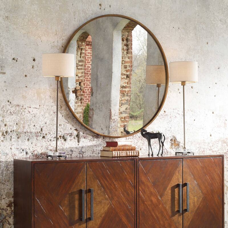 Uttermost Junius 43" Large Round Antique Transitional Wall Mirror