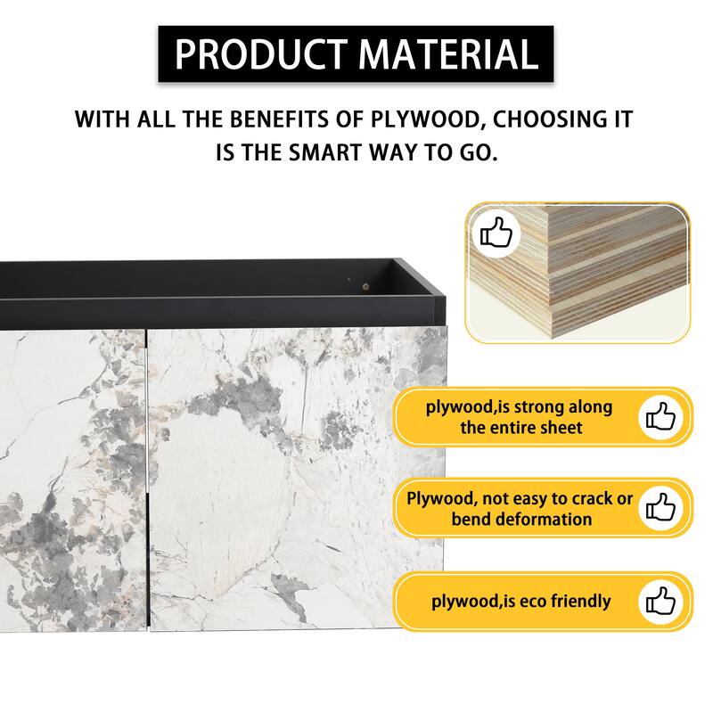 30" Floating Wall-Mounted Bathroom Vanity with Soft-Close Door Hinges, Ceramic Sink & Ample Storage