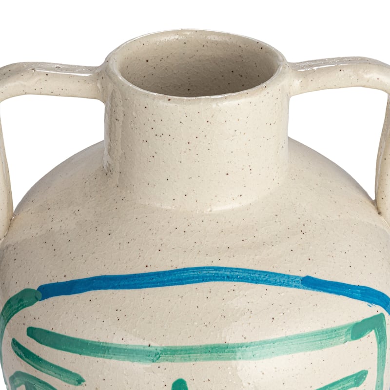 Hand-Painted Terra-cotta Vase with Crackle Glaze