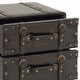 preview thumbnail 14 of 15, Black Faux Leather Vintage 4 Drawer Room Chest with Buckle Straps and Gold Stud Details