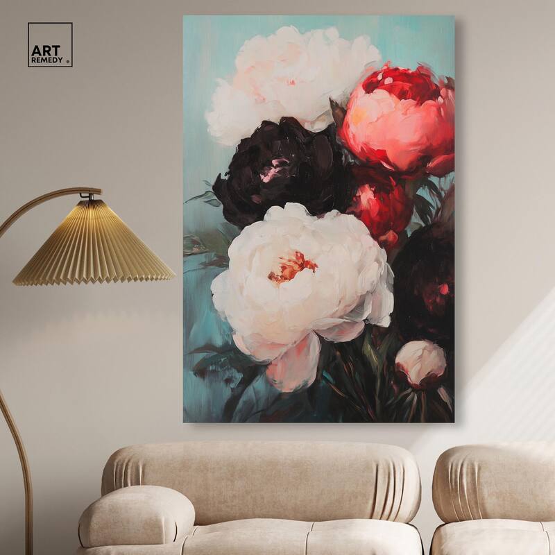 Three Shades of Peony II Canvas by Art Remedy, Gallery Wrapped