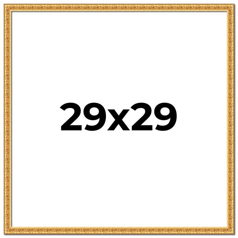 29x29 Frame Gold Real Wood Picture Frame Width 1 inches | Interior