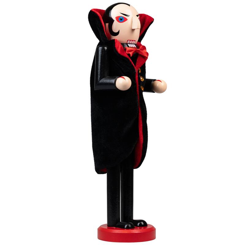 Vampire Wooden Halloween Nutcracker - 14" - Black and Red