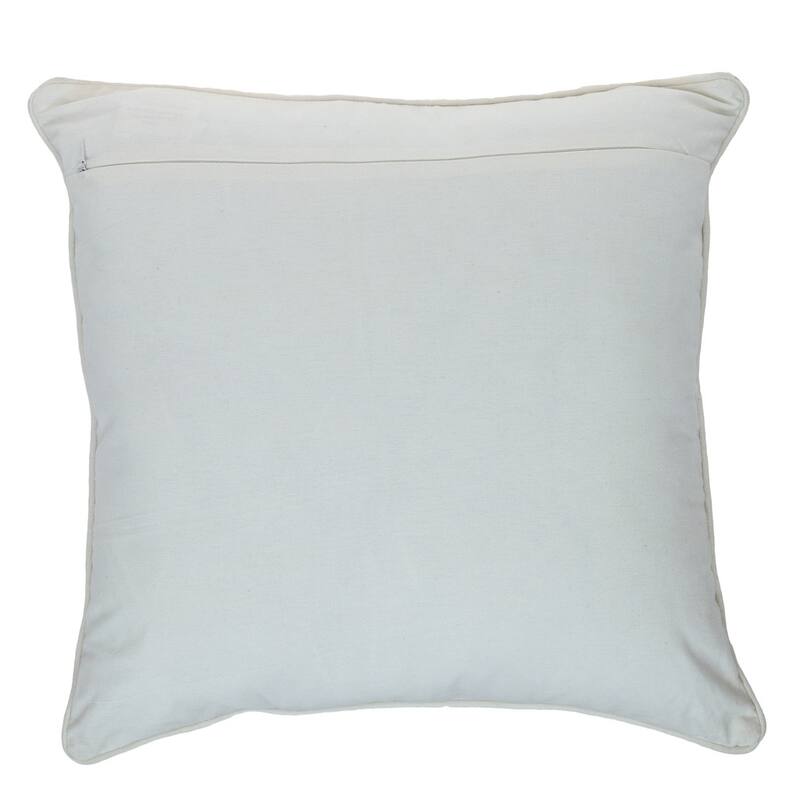 HomeRoots 20" Beige and Red Coastal Wool Throw Pillow With Embroidery