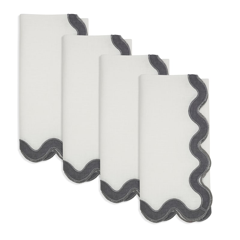 100% Linen Soft Hue Scallop Napkin (Set of 4) - 20"x20"