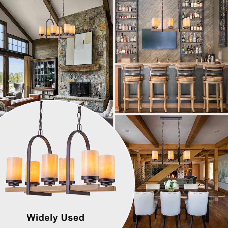 Retro Industrial Iron Pendant with Alabaster Candle Shade