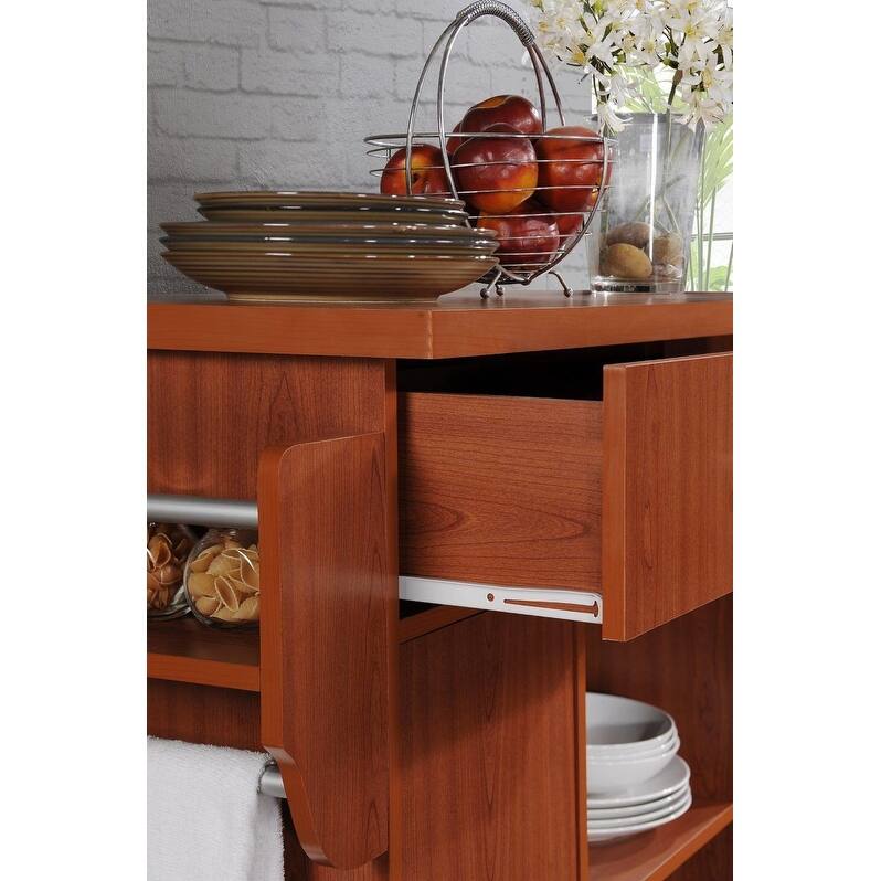 Hodedah Kitchen Island with Spice Rack plus Towel Holder On Sale