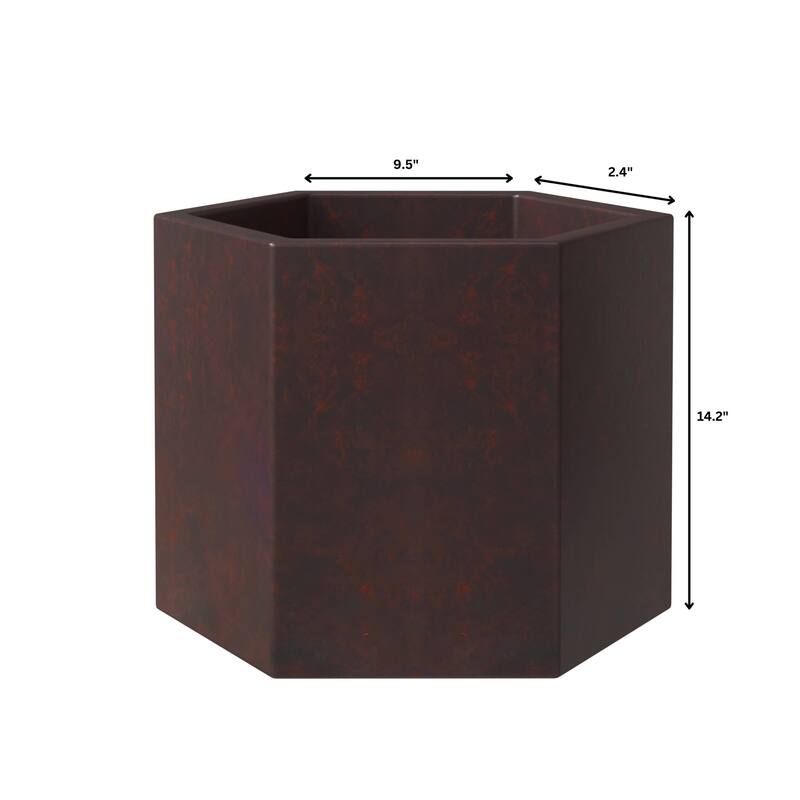 Thicket Hexagonal Fiberstone and MgO Clay Planter Pot Set with Drainage for Indoor Outdoor Home Office Patio Porch Yard Garden