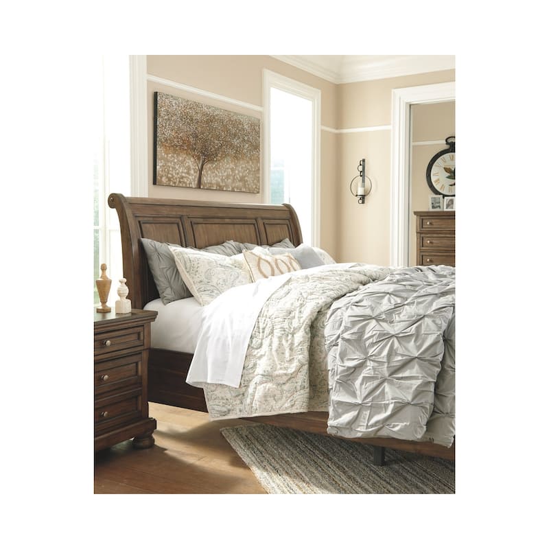 Flynnter Medium Brown Sleigh Storage Bed.