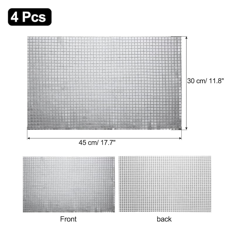 4pcs 11.8" x 17.7" Shiny Mirror Placemats Disco Table Place Mats