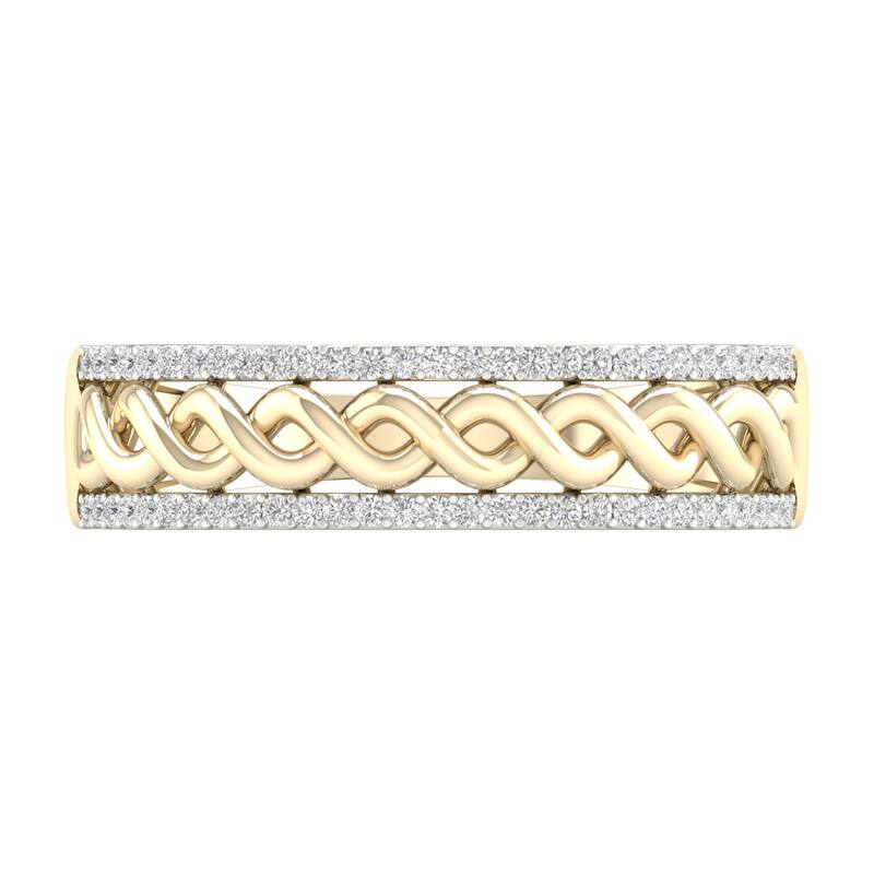 1/6ct TDW Diamond Cuban Link Ring in 10K Gold for Men