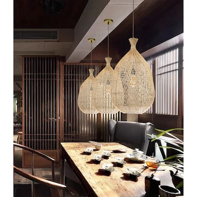 Handmade Rattan Teardrop Pendant Light 23.6 in.