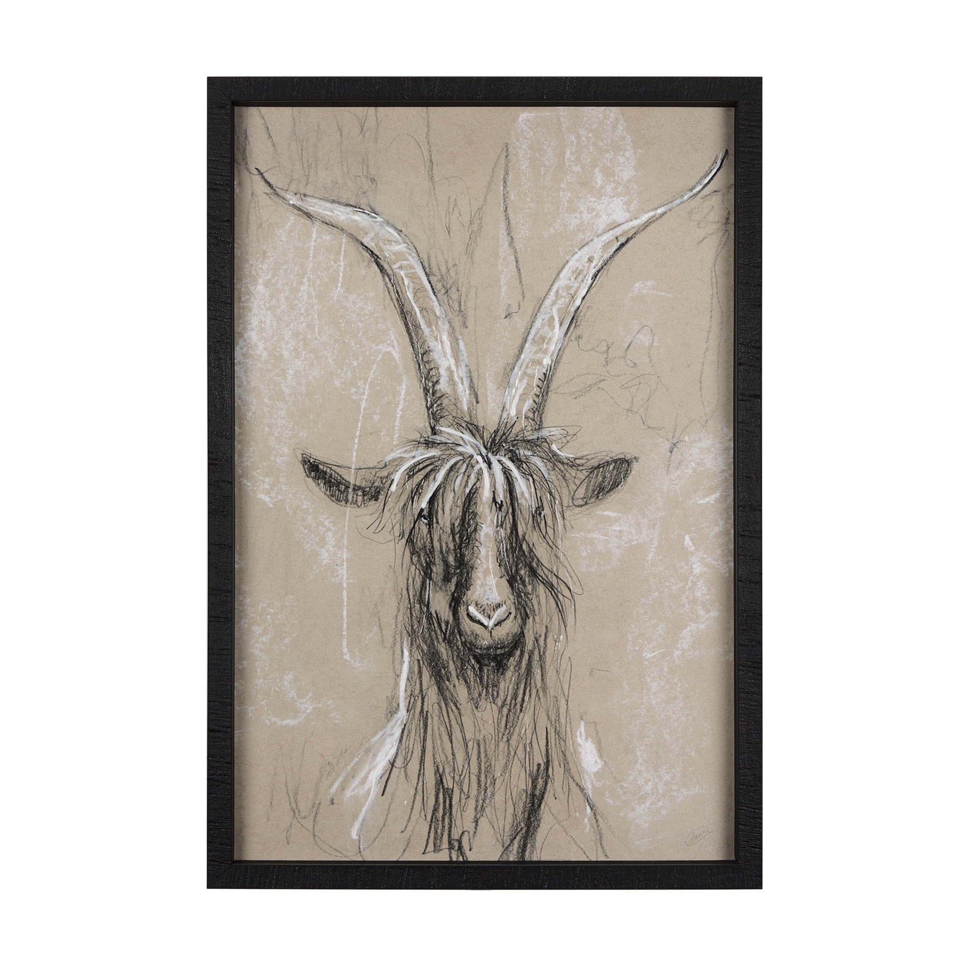 Sketch of Animal V (Goat) by Mercana Studio Hand Embellished Framed Art Print Matted under Glass